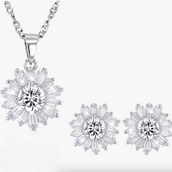 New in Box! Warren James, Silver and Cubic Zirconia Necklace and Earrings Set - Picture 3 of 9